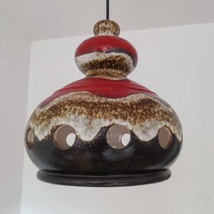 Ceramic Vintage Pendant/ Ceramic Ceiling Light/ Colorful Ceramic Hanging Lamp/ Germany / 70&#39;s.