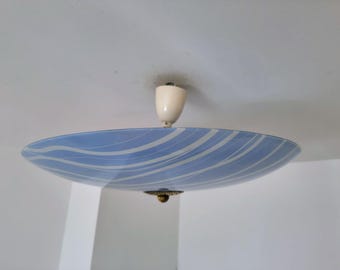 Art Deco Glass Ceiling Light/ Disk Ceiling Lamp/ Plate Chandelier/ Vintage Glass Light/ 1950's/ Germany