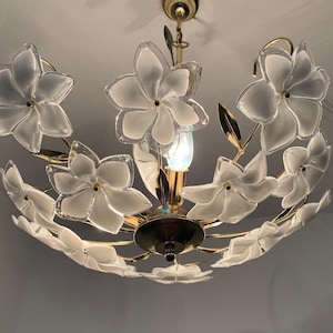 Murano Glass Chandelier/ Murano Flower Chandelier/ Mid Century Modern Bouquet Light Fixture/ Murano Ceiling Light/ Hollywood Regency/ 70&#39;s