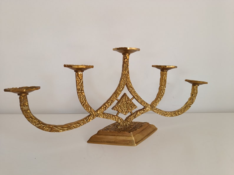 Brutalist Candle Holder/ Solid Brass /Mid Century Candle Holder/ Vintage Candelabra 60s/70s image 7