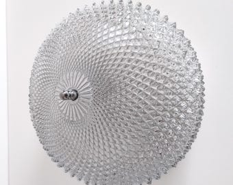 Mid Century Modern/ Wall or Ceiling Lamp/ Flush Mount Ceiling Light/ Textured Glass/ Vintage Lightning/ by Limburg/ Germany/ 60s