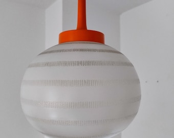 Vintage Glass Pendant / Glass Chandelier/ Mid Century Modern Glass Light/ Space Age Light Fixture/ GDR/ 1970's.