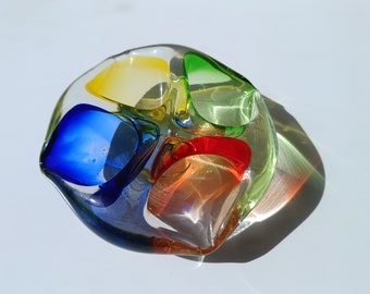 Art Glass Murano/ Glass Bowl/ Murano Glass Ashtray/ Multicolour Mouth Blown/ Italian Glass Bowl/ 70's