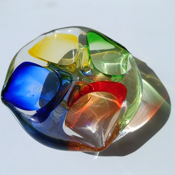 Art Glass Murano/ Glass Bowl/ Murano Glass Ashtray/ Multicolour Mouth Blown/ Italian Glass Bowl/ 70's