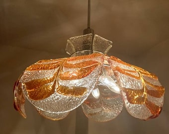 Vintage Murano Glass/ Flower Pendant Lamp/ Carlo Nason for Mazzega/ XL Glass Ceiling Lamp/ Mid Century Glass Light/1970&#39;s/ Italy.