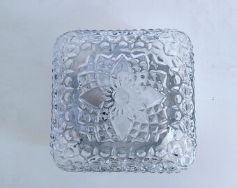 1 of2 Mid Century Modern/ Wall or Ceiling Lamp/ Vintage Glass Flush Mount/ Textutre Crystal Ceiling Light/ 70s