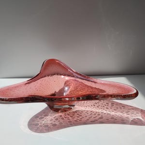 Huge Murano/ Glass Bowl/ Vintage Pink Mouth Blown/ Italian Glass Bowl/ Fruit Glass Bowl/ Candy Glass Bowl/ Murano Centerpiece/ 1970&#39;s