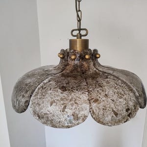 Murano Glass Chandelier/ Mid Century Modern Glass Chandelier/ Murano Glass Flower Pendant/ Vintage Glass Hanging Lamp/ 70&#39;s Light