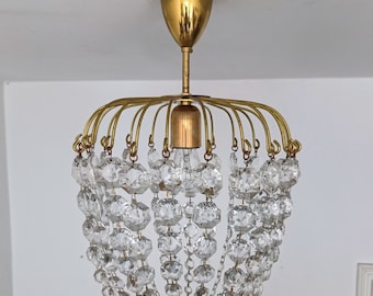 Mid Century Modern Crystal Glass Chandelier/ Hollywood Regency Chandelier/ by Christoph Palme/ 1960s