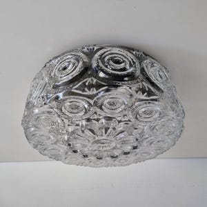 Huge Mid Century Modern/ Wall or Ceiling Lamp/ Vintage Glass Flush Mount/ Textutre Crystal Ceiling Light/ 70s