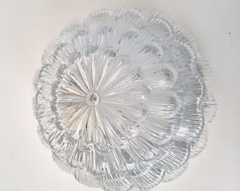 1 of 3 Mid Century Modern/ Wall or Ceiling Lamp/ Vintage Glass Flush Mount/ Textutre Crystal Ceiling Light/Germany/ 70s