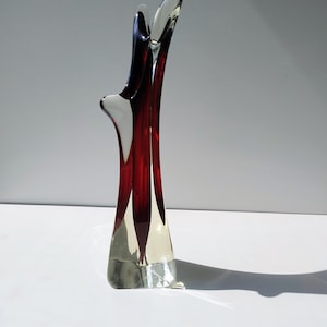 Vintage Murano Glass Vase/ Mouth Blown/ Italian Glass Vase/ Murano Red Glass Vase/ 70s