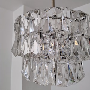 Mid Century Modern Crystal Glass Chandelier/ Hollywood Regency Chandelier/ Flower Glass Chandelier/ by Kikendley/ Germany/ 60s