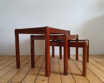 Teak Nesting Tables/ Vintage Teak Danish Tables/ Set of 3 Sidetables/ Mid Century Modern Coffee Tables/ 60s