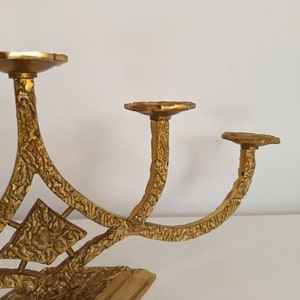 Brutalist Candle Holder/ Solid Brass /Mid Century Candle Holder/ Vintage Candelabra 60s/70s image 5