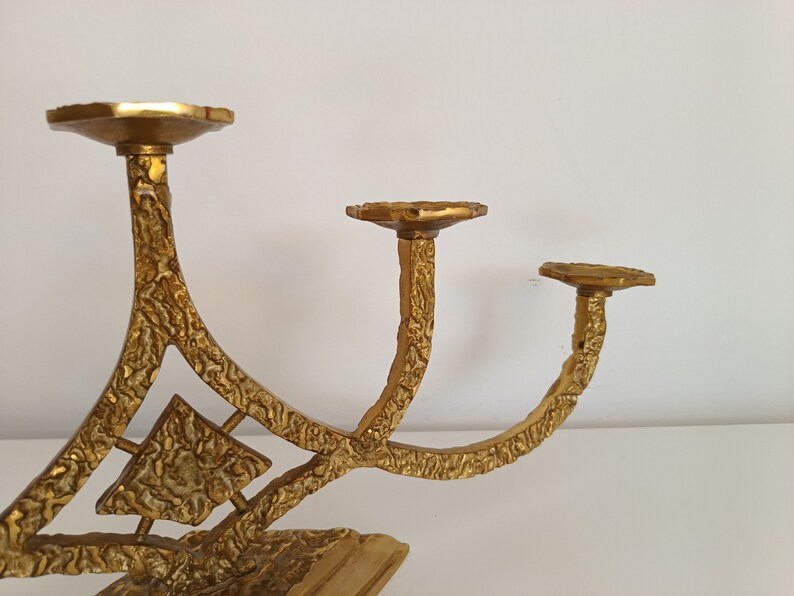 Brutalist Candle Holder/ Solid Brass /Mid Century Candle Holder/ Vintage Candelabra 60s/70s image 5