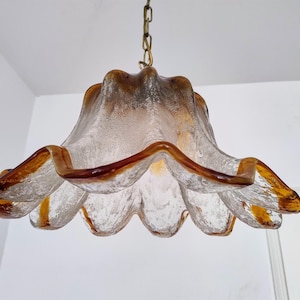 Large Murano Glass Chandelier/ Murano Glass Chandelier/ Mid Century Glass Light/ Flower Glass Light Fixture/ 1970&#39;s.