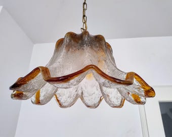 Large Murano Glass Chandelier/ Murano Glass Chandelier/ Mid Century Glass Light/ Flower Glass Light Fixture/ 1970&#39;s.