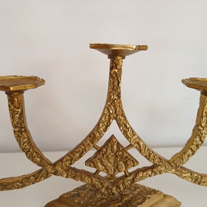 Brutalist Candle Holder/ Solid Brass /Mid Century Candle Holder/ Vintage Candelabra 60s/70s image 6