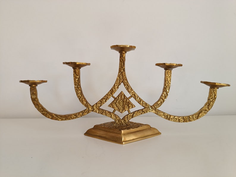 Brutalist Candle Holder/ Solid Brass /Mid Century Candle Holder/ Vintage Candelabra 60s/70s image 1