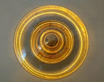 Mid Century Modern Bubble Glass Wall or Ceiling Lamp/ Vintage Glass Flush Mount/ by Glasshütte Limburg/ 60s