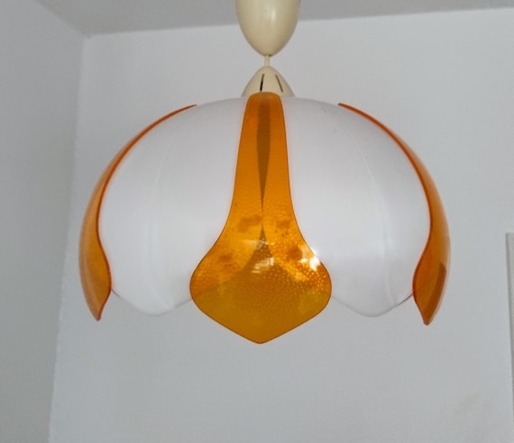 Vintage Pendant Light/ Space Age Acryl Glass Pendant Light/ MCM Acryl Glass Ceiling Light / Mid Century Modern Hanging Lamp/ 70s