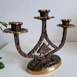 Brutalist Candle Holder/ Solid Bronze /Mid Century Candle Holder/ MCM Candle Holder/ Bronze Candelbra/by Horst Dablek