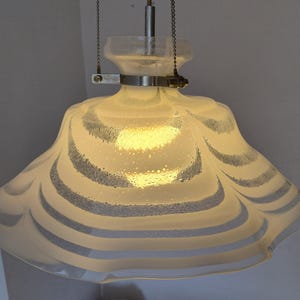 Large Murano Glass Chandelier/ Murano Glass Pendant Fazzoletto/ Mid Century Glass Light/ Flower Glass Light Fixture/ 1970&#39;s.