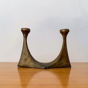 Brutalist Candle Holder/ by Michael Harjes/ Bronze Mid Century Candle Holder/ Danish Design/ Germany/ 1960&#39;s.