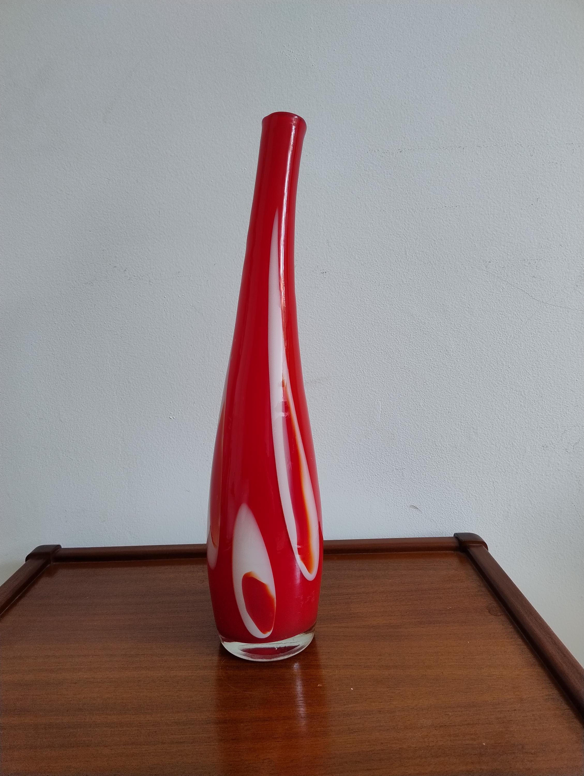 ヴィンテージ ムラーノガラス花瓶/吹きガラス/イタリア製ガラス花瓶