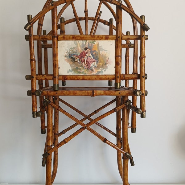 Victorian Bamboo Magazine Rack/ Antique English Bamboo Magazine Rack/ Music Stand/ 1900's.