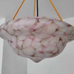Art Deco/ Pendant Light/ Light Pink Glass/ Alabaster Marble Style/ French Art Nouveau/ Vintage Chandelier