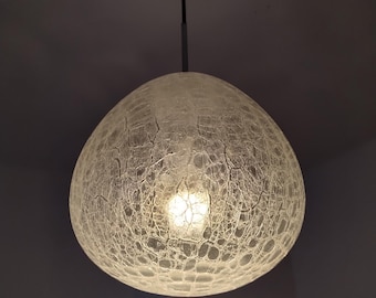 Mid Century Modern  Glass Pendant/ Glass Chrom Light Fixture/ Vintage Glass Globe Pendant/ by Doria/ Germany/ 1970's