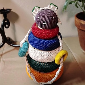 Vintage Ndebele African wedding doll glass beaded 9 inches