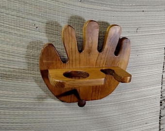 Baseball bat rack baseball holder with peg solid wood crafted vintage