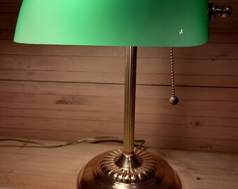 Lampada da banchiere lampada da tavolo in ottone con paralume in vetro verde smeraldo