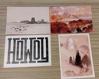 Unframed canvas Western art prints set of four 8.25x6 inch canvas prints
