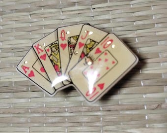 Broche de baraja de cartas con luz a pilas vintage