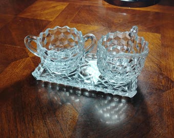 Fostoria glass cream and sugar set