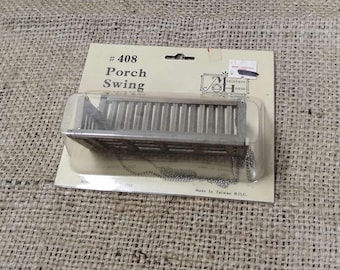 Columpio de porche para casa de muñecas en miniatura n.° 408, año 1982, completamente nuevo, escala 1:12