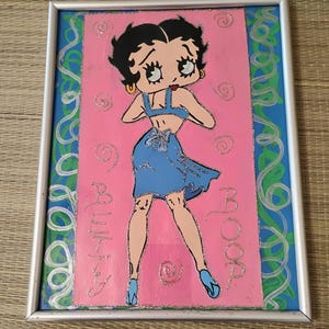 Betty Boop original painting ooak glassed over acrylic painting 11x9