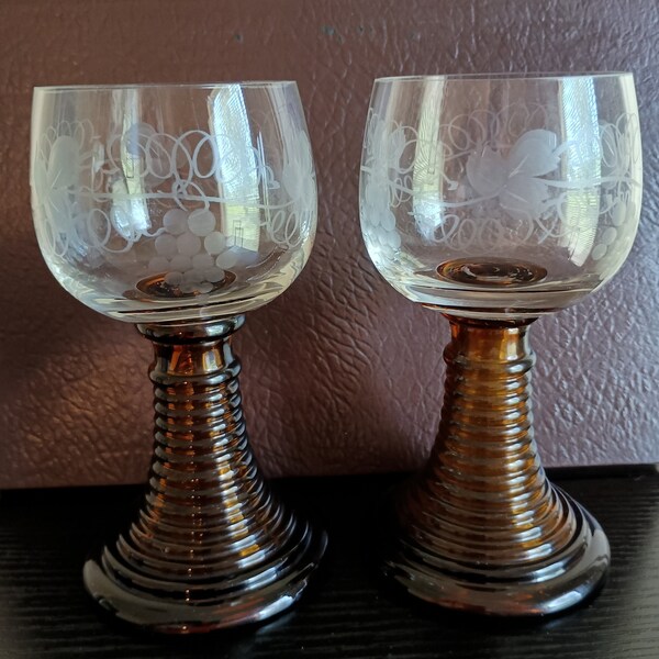 German Roemer amber beehive wine glasses