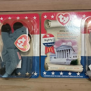 Ty beanie baby elephant and donkey Lefty and righty 1996 sealed
