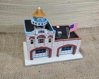 Great Halls Of Fire 1994 solid resin miniature relief firehouse by Lefton