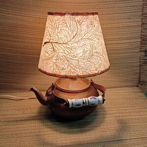 Copper tea kettle lamp vintage folk art table lamp