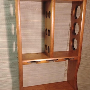 Vintage wood wall wine rack and glass holder rack solid handcrafted wood wine rack hanger