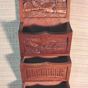 Vintage wood letter holder wall hanging letter mail organizer 22x7x3 inches