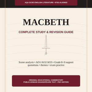 Macbeth AQA GCSE-studieguide och ifyllbar arbetsbok | Repetitionspaket | Facit för lärare. Paket med 100+ sidor