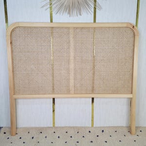 Stylish Natural Rattan Wood Headboard, Leather Wall Decor for Bedroom, High-Quality Over-the-Bed Design, Elevate Your Space!