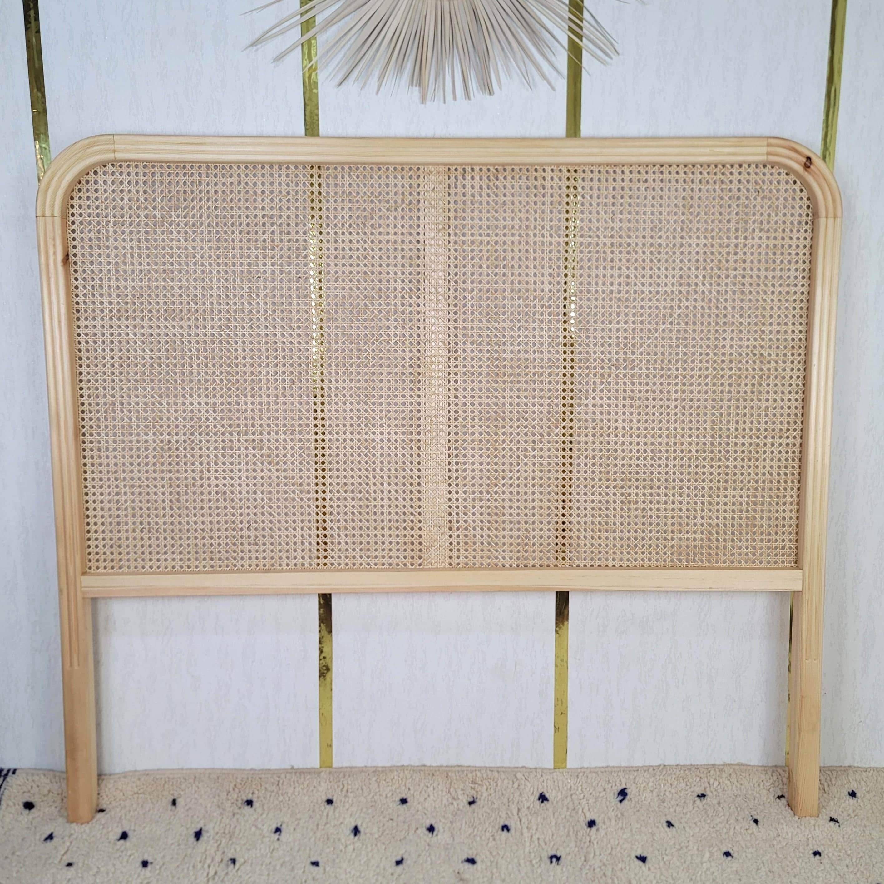 Stylish Natural Rattan Wood Headboard, Leather Wall Decor for Bedroom, High-Quality Over-the-Bed Design, Elevate Your Space!